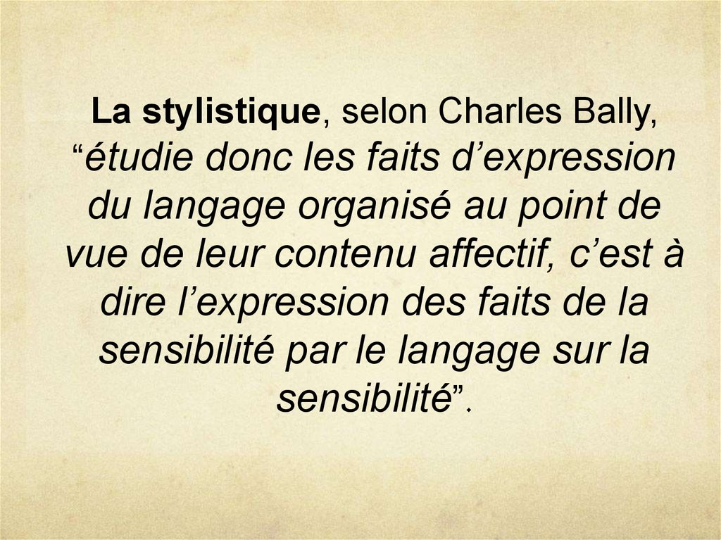 Stylistique française - Bally
